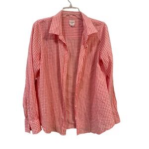 J.Crew The Perfect Shirt Womens Pink Gingham Check Button Down Long Sleeve Top
